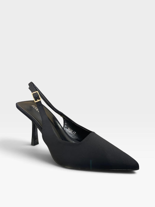 Décolleté Slingback Nera a Punta con Tacco