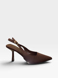 Décolleté Slingback Marrone a Punta con Tacco