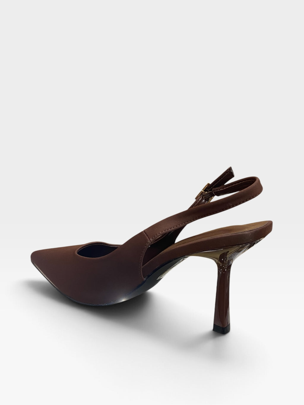 Décolleté Slingback Marrone a Punta con Tacco