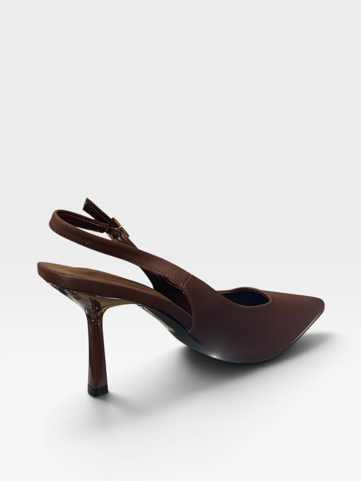Décolleté Slingback Marrone a Punta con Tacco