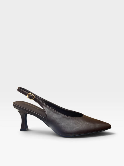 Décolleté Slingback in Pelle Marrone