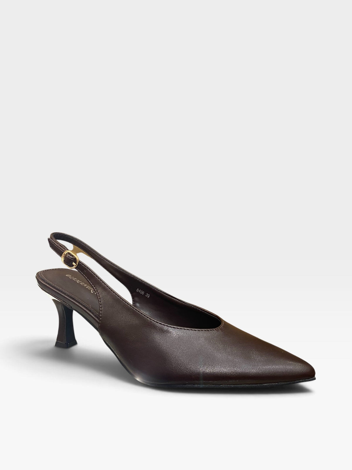 Décolleté Slingback in Pelle Marrone