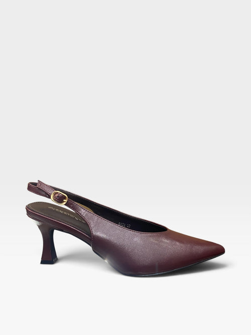 Décolleté Slingback in Pelle Bordeaux