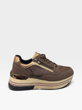 Sneaker Platform Zip e Strass Marrone