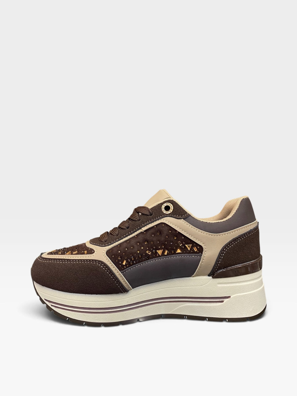 Sneaker Platform Geometric Marrone