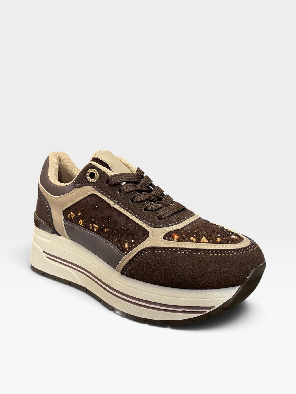 Sneaker Platform Geometric Marrone