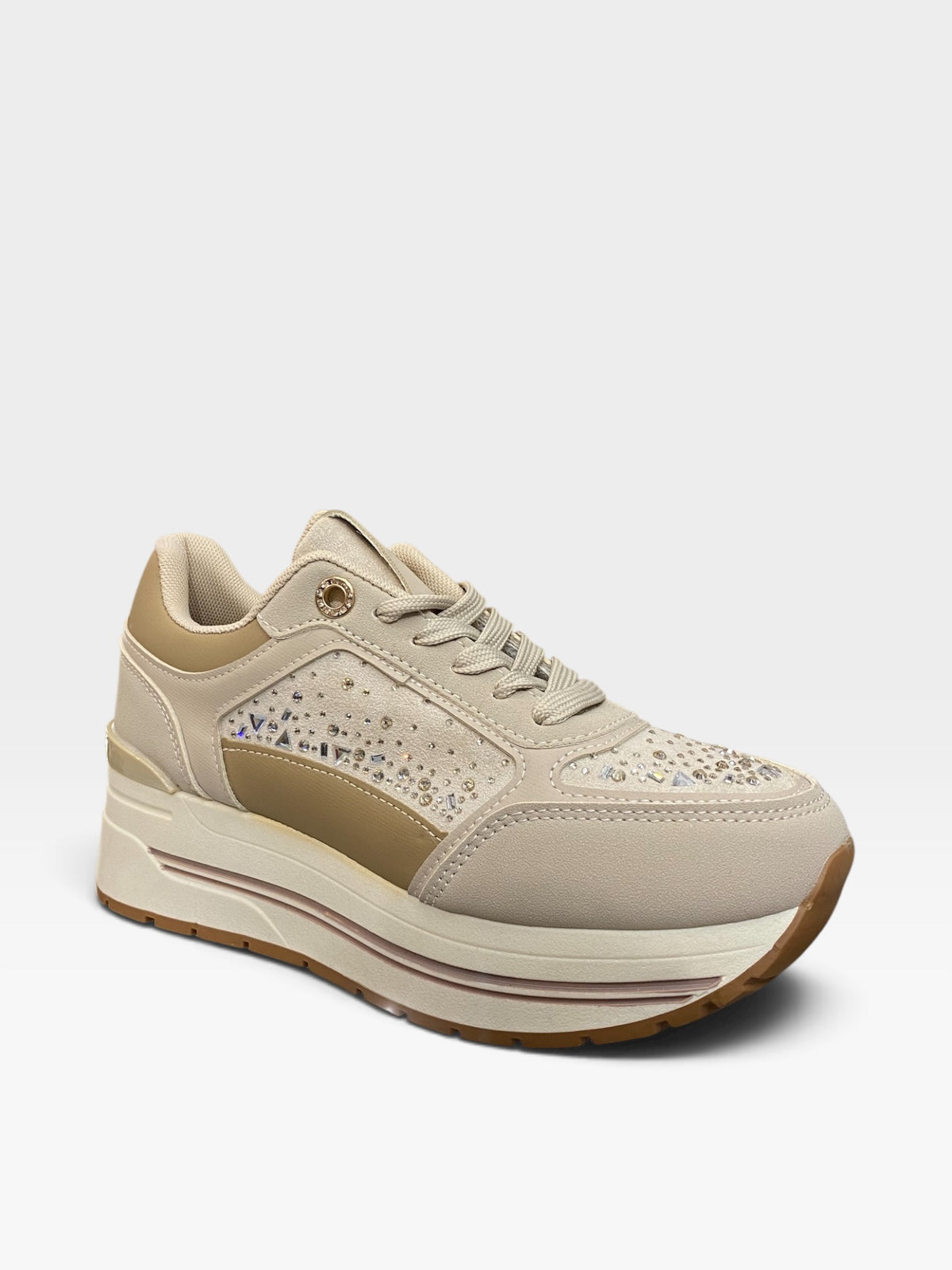 Sneaker Platform Geometric Beige