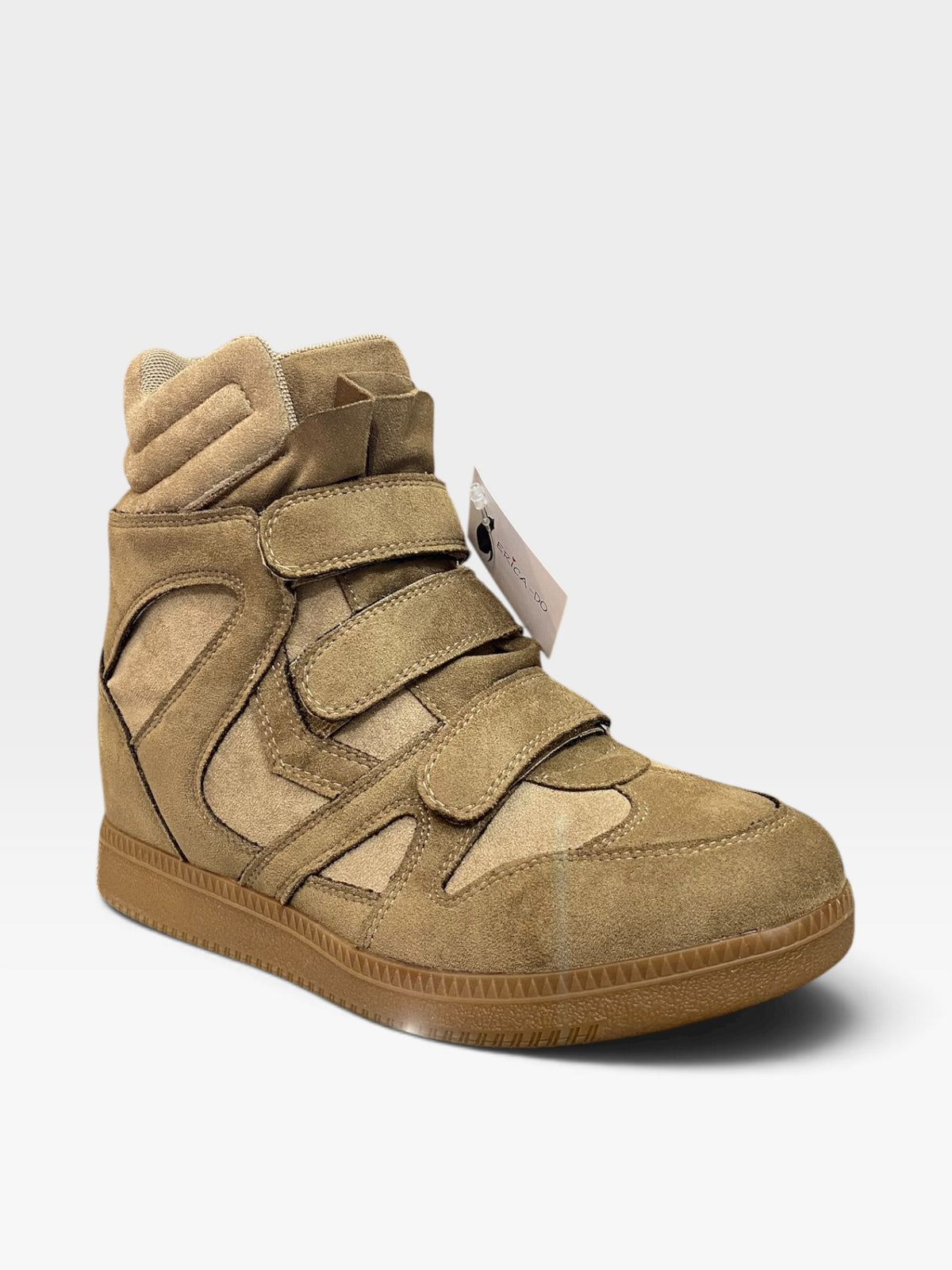 Sneaker Stivaletto con Zeppa Interna Beige
