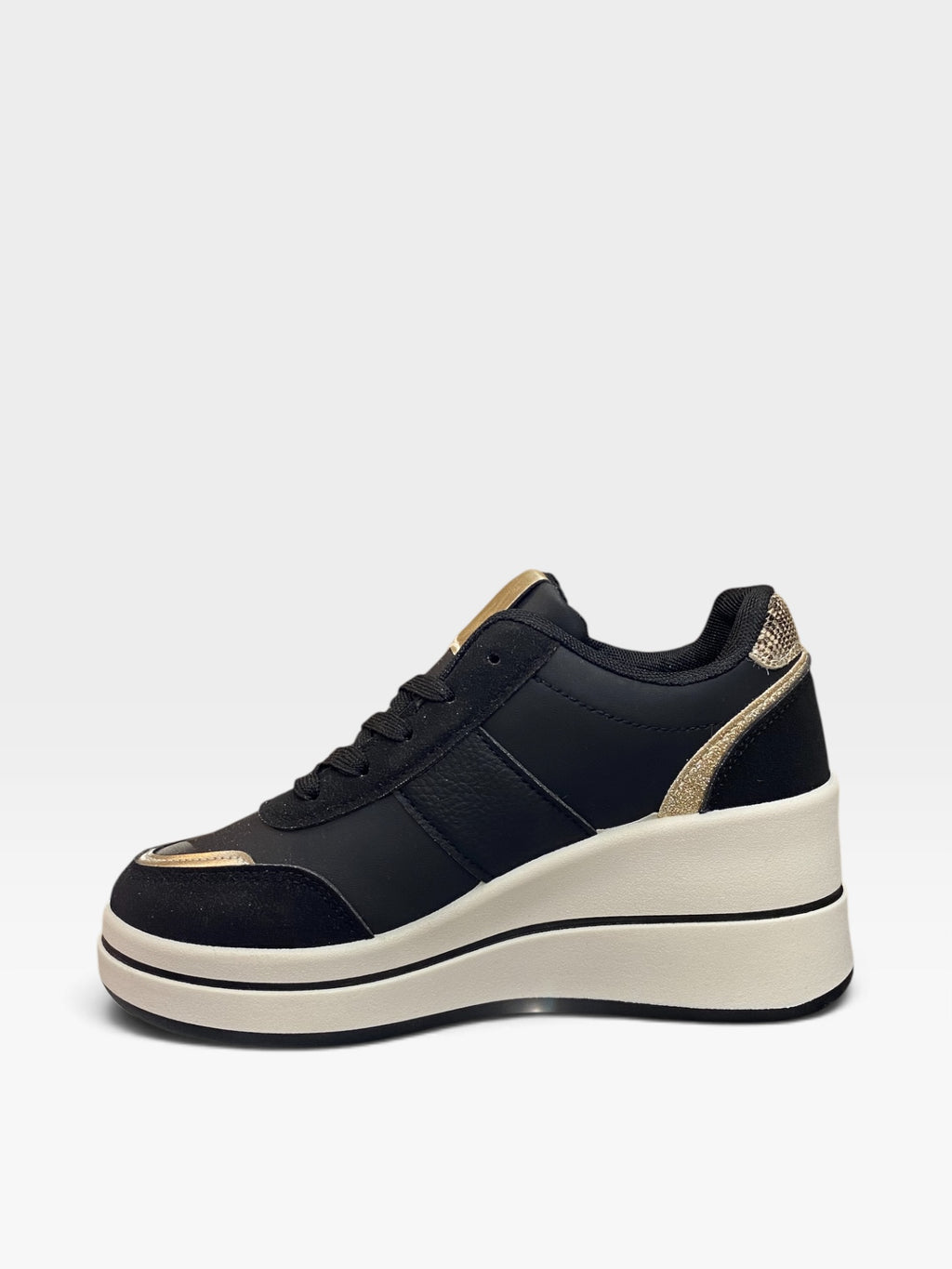 Sneaker Zeppa Chic Gold Nero