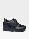 Sneaker Zeppa Velcro Strass Nero