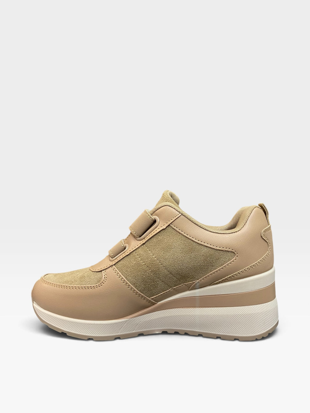 Sneaker Zeppa Velcro Strass Khaki