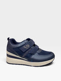 Sneaker Zeppa Velcro Strass Blu