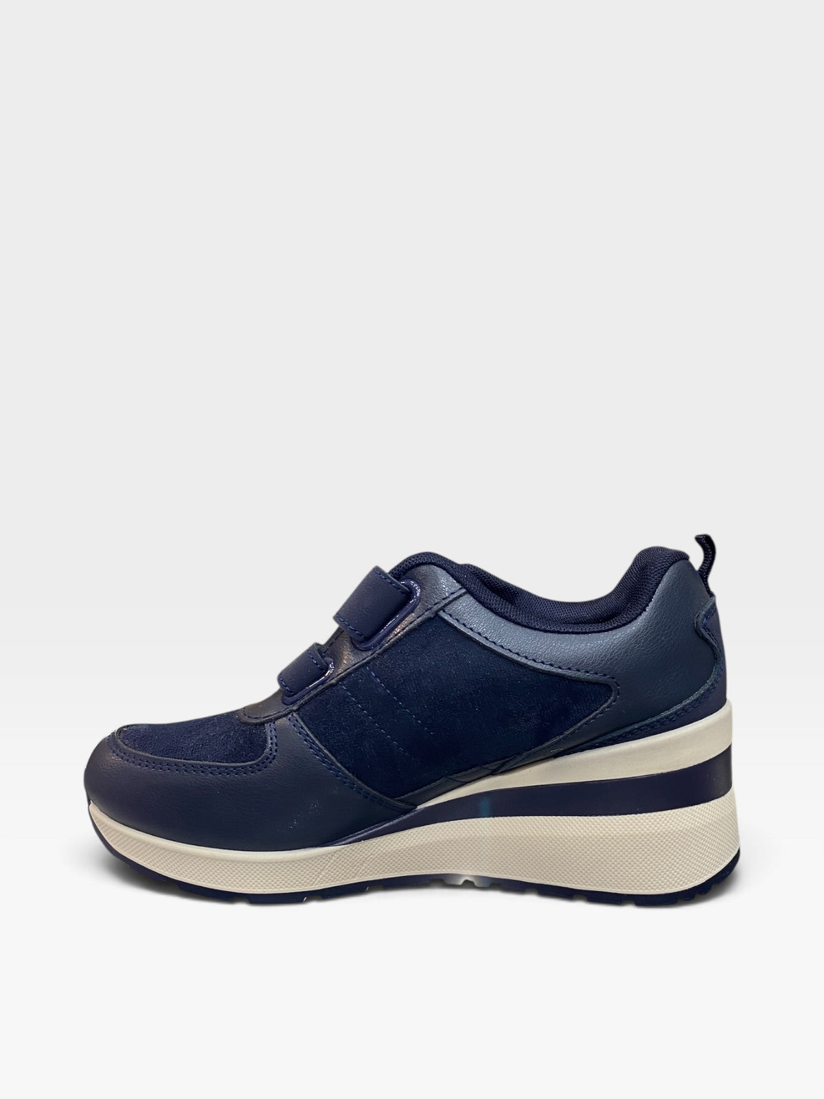 Sneaker Zeppa Velcro Strass Blu