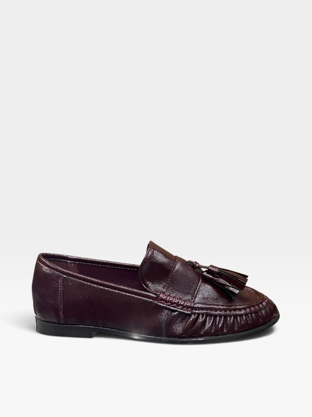 Mocassino Nappe Arricciato Bordeaux Donna
