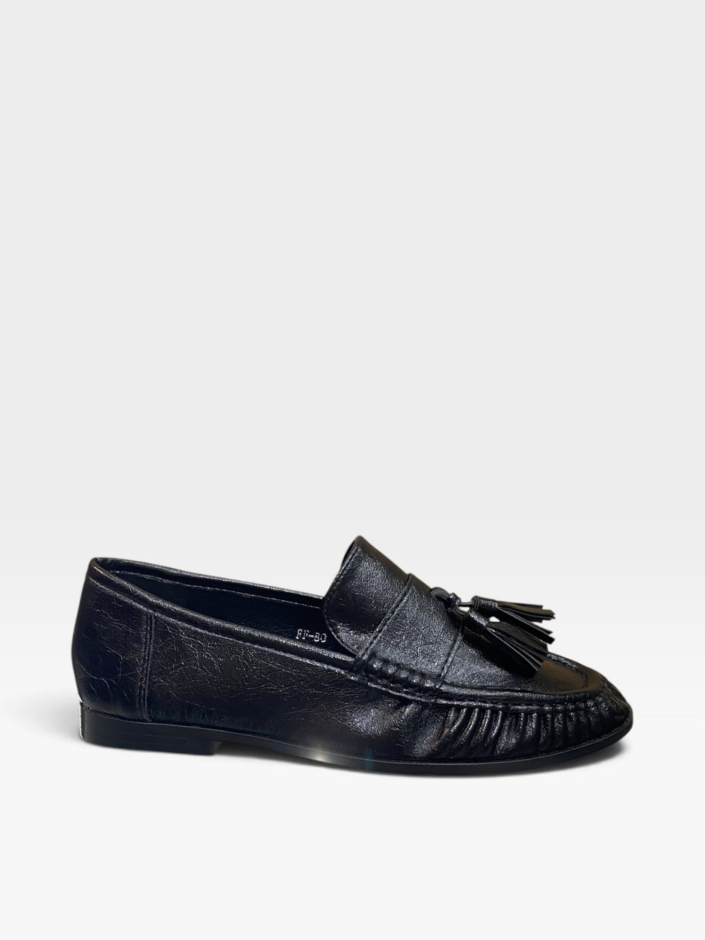 Mocassino Nappe Arricciato Nero Donna