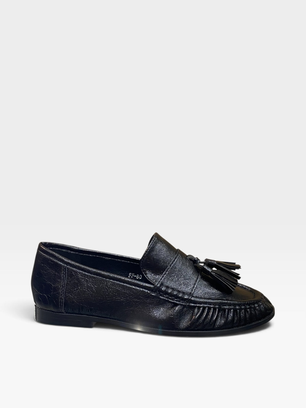 Mocassino Nappe Arricciato Nero Donna