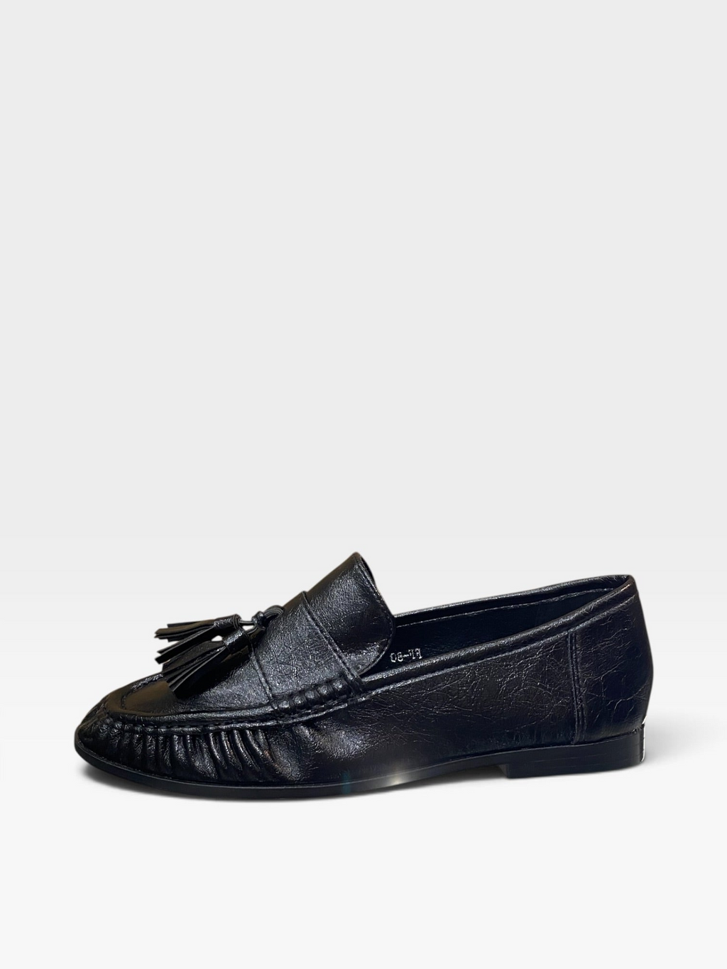 Mocassino Nappe Arricciato Nero Donna