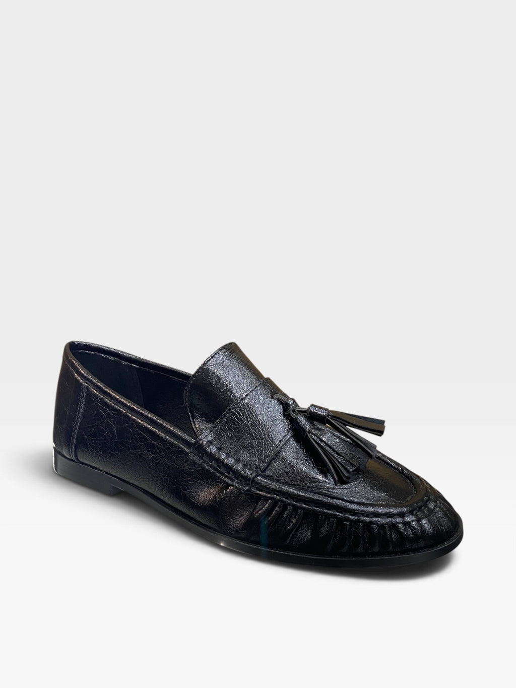 Mocassino Nappe Arricciato Nero Donna