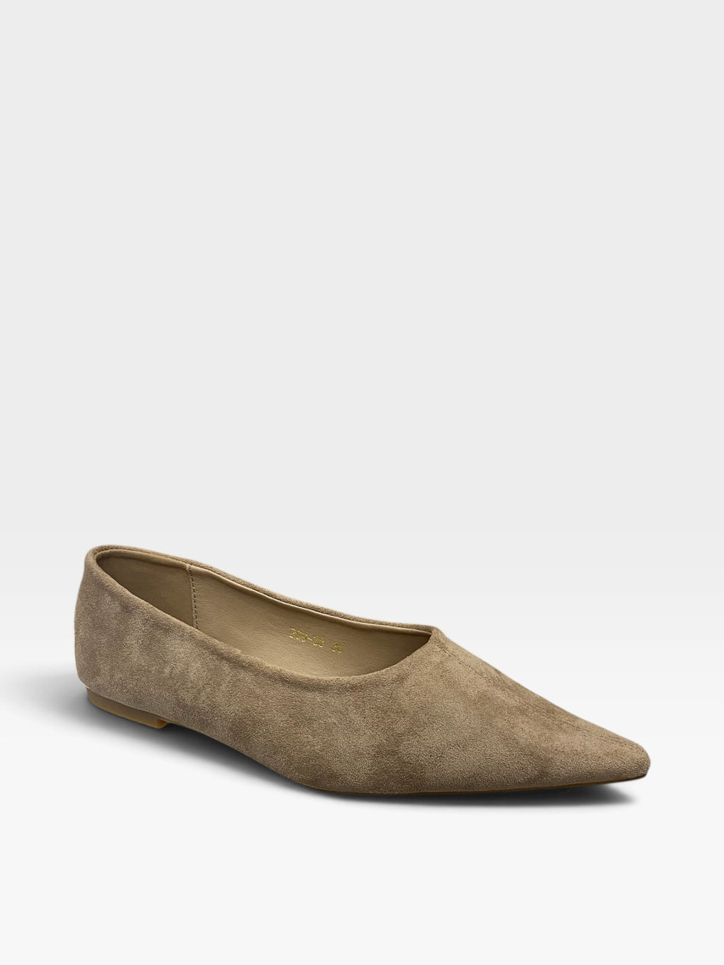 Ballerina Scamosciata a Punta Bassa Beige Donna