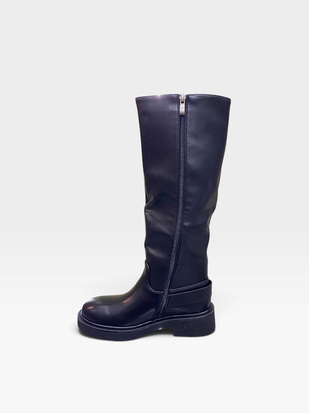 Stivale Alto Fibbia Caviglia Nero Donna