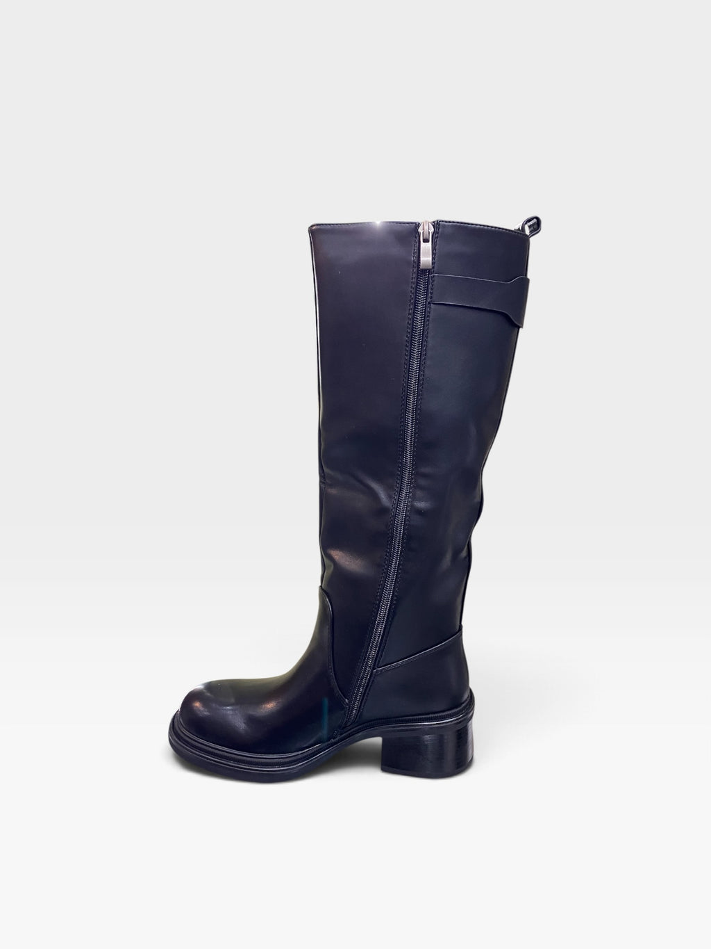 Stivale Alto Fibbia Gambale Nero Donna