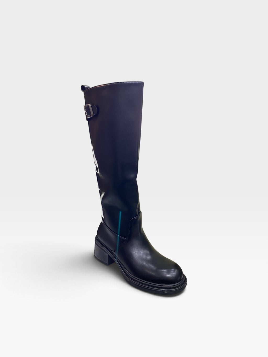Stivale Alto Fibbia Gambale Nero Donna
