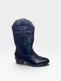 Stivale Texano Ricamato con Zip Nero Donna