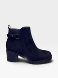 Stivaletto Scamosciato con Tacco Comodo e Zip Nero Donna