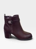 Stivaletto Elegante con Dettaglio Gioiello e Zip Marrone Donna