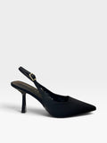 Décolleté Slingback Nera a Punta con Tacco