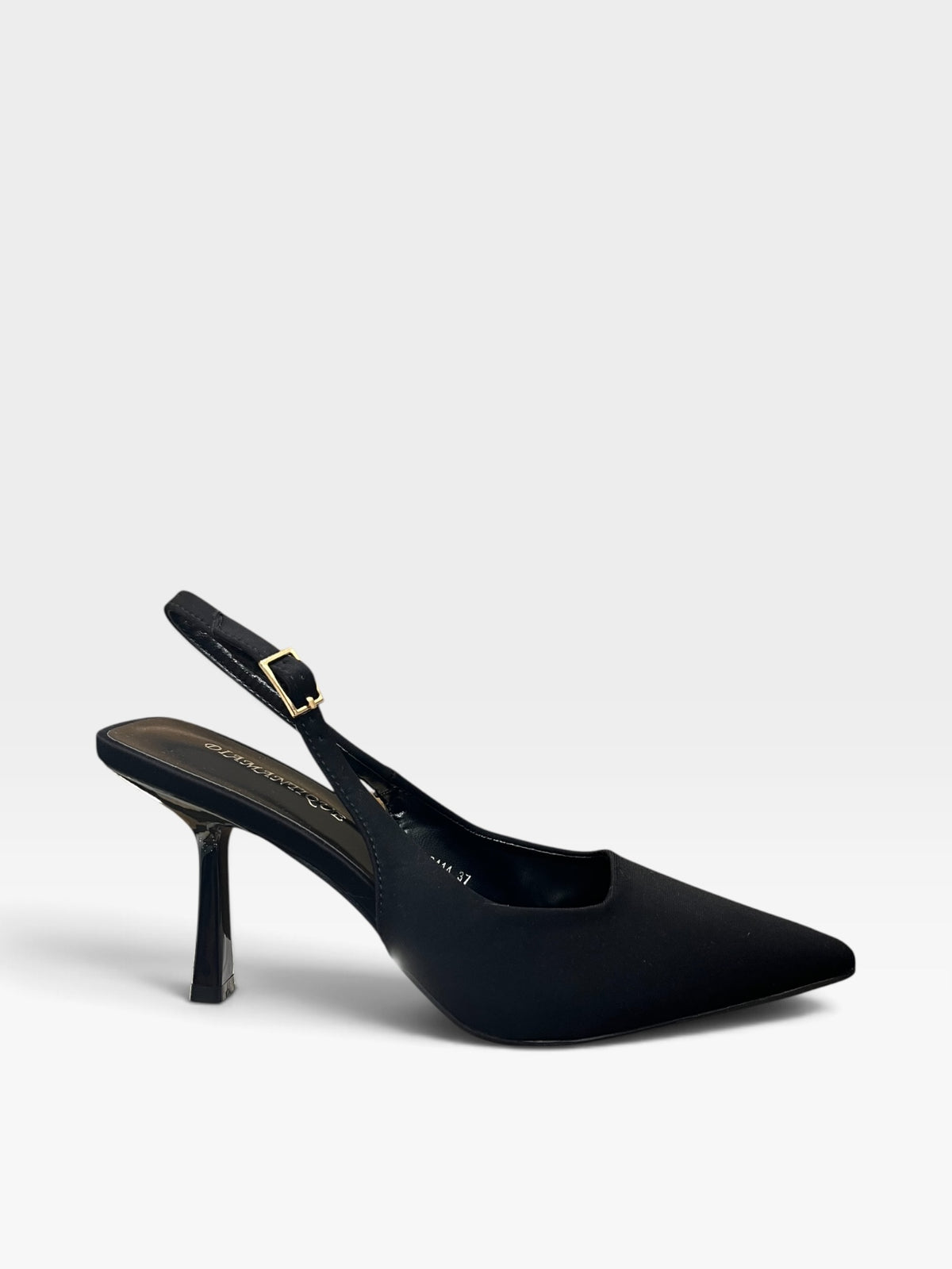 Décolleté Slingback Nera a Punta con Tacco